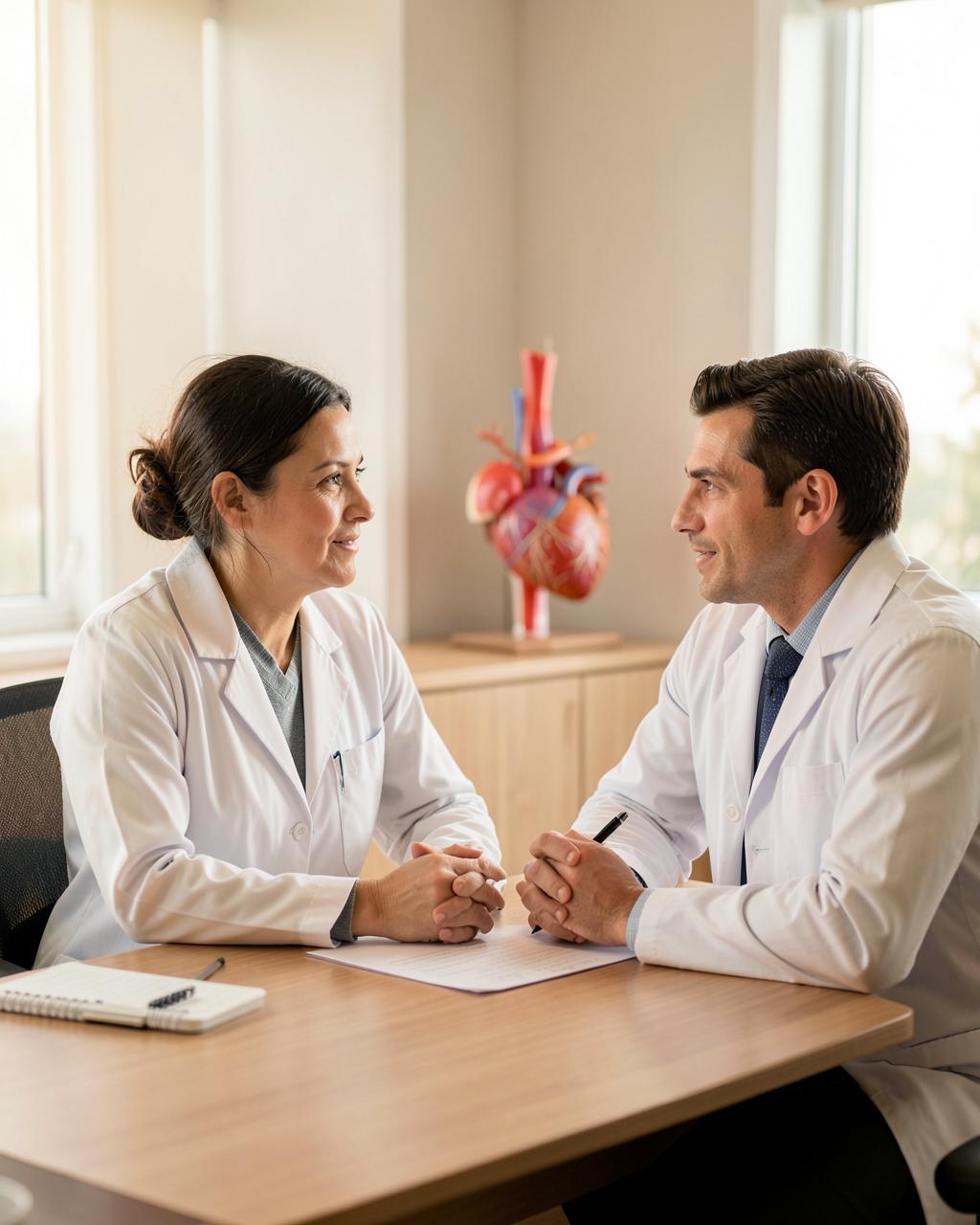 GP discussing cholesterol results with a patient