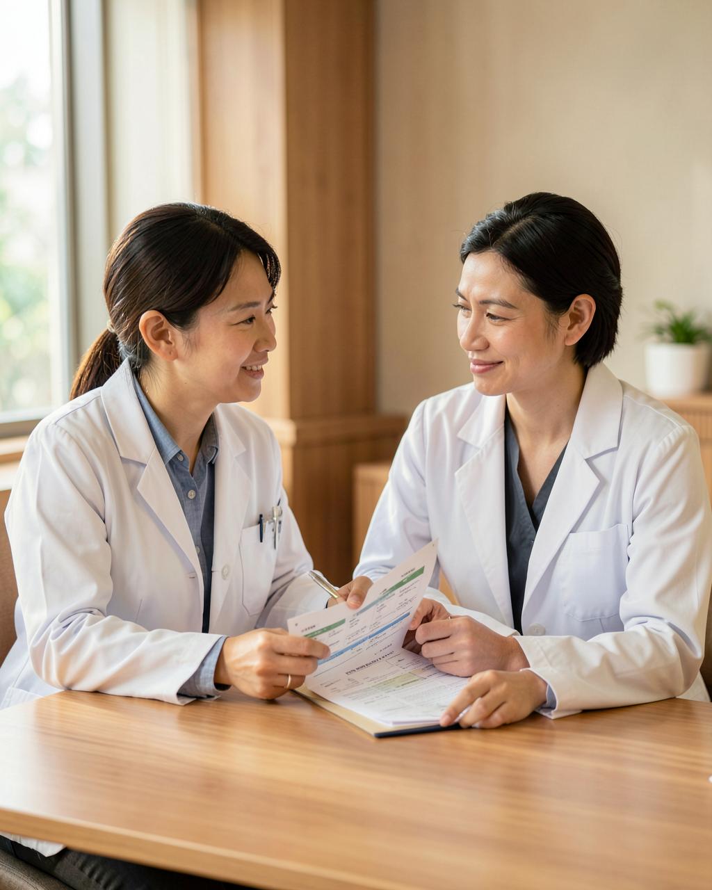 Doctor reviewing health screening results with a patient