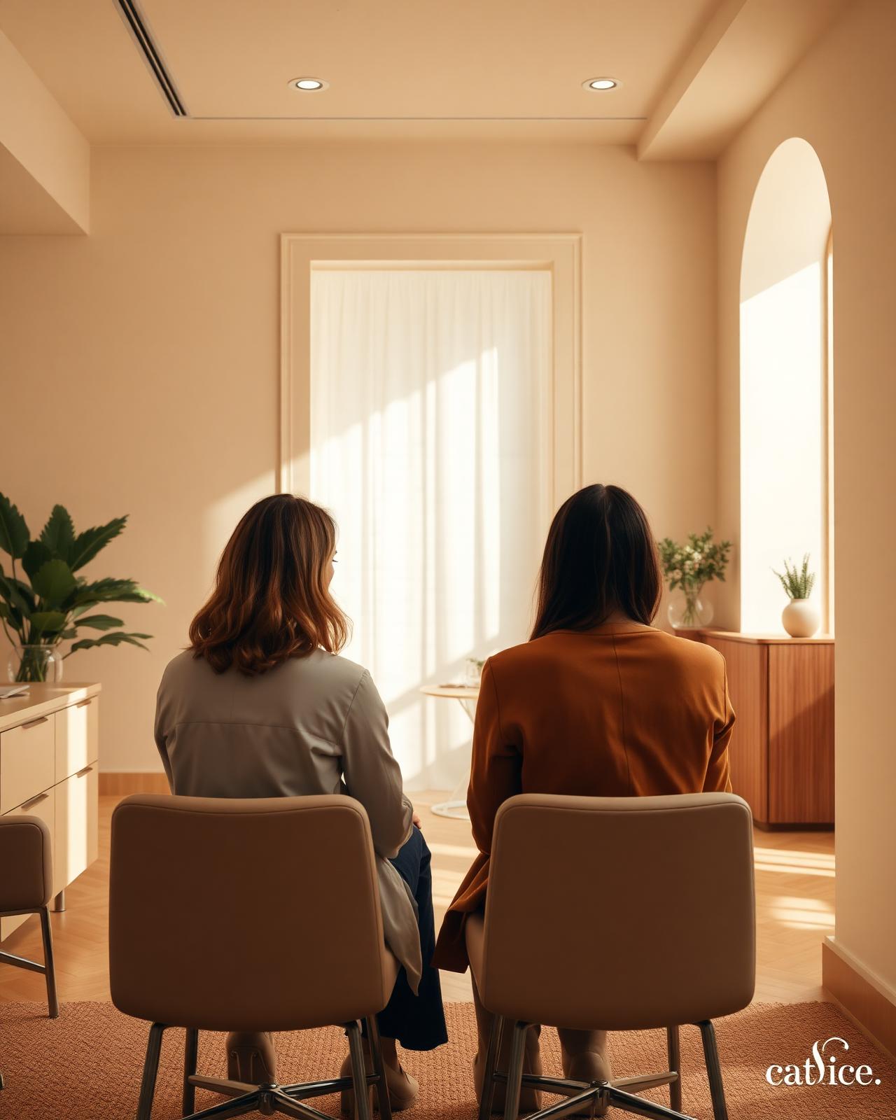 A warm, softly lit private clinic consultation setting