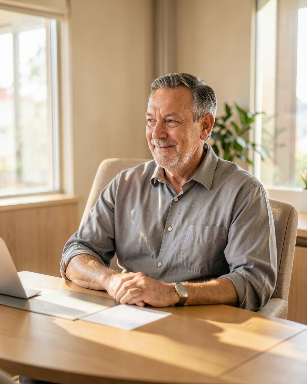 Confident man in a relaxed GP consultation